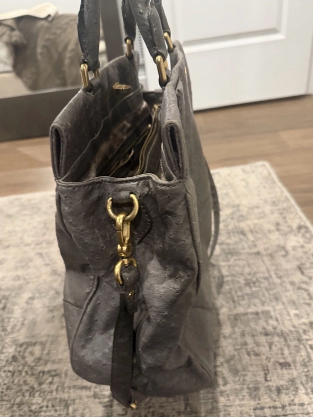 Marc By Marc Jacobs Gray Ostrich-Textured Tote - Picture 8 of 8